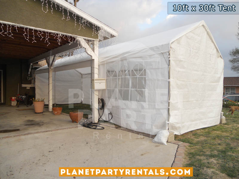 10ft x 30ft white party tent | san fernando valley party tent rentals