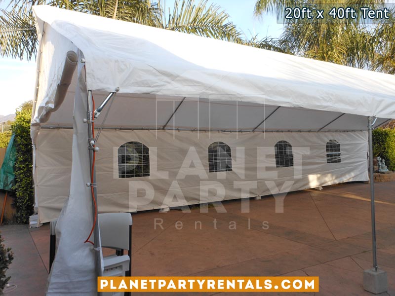 White Party tent 20 feet by 40 feet with window sidewalls | Party Rental Equipment Simi Valley Santa Clarita West Los Angeles San Fernando Valley West Los Angeles