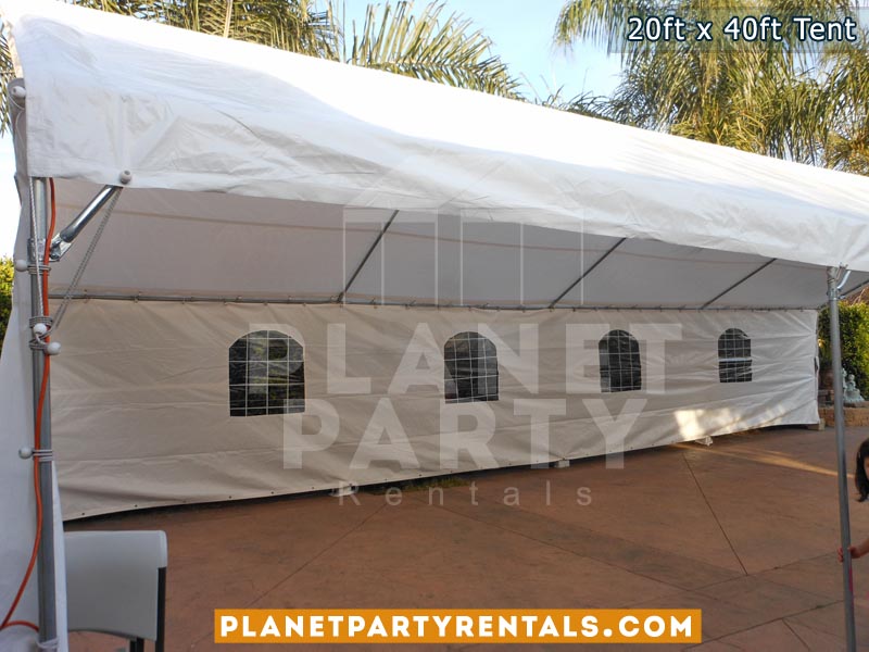 White Party tent 20 feet by 40 feet with window sidewalls | Party Rental Equipment Simi Valley Santa Clarita West Los Angeles San Fernando Valley West Los Angeles